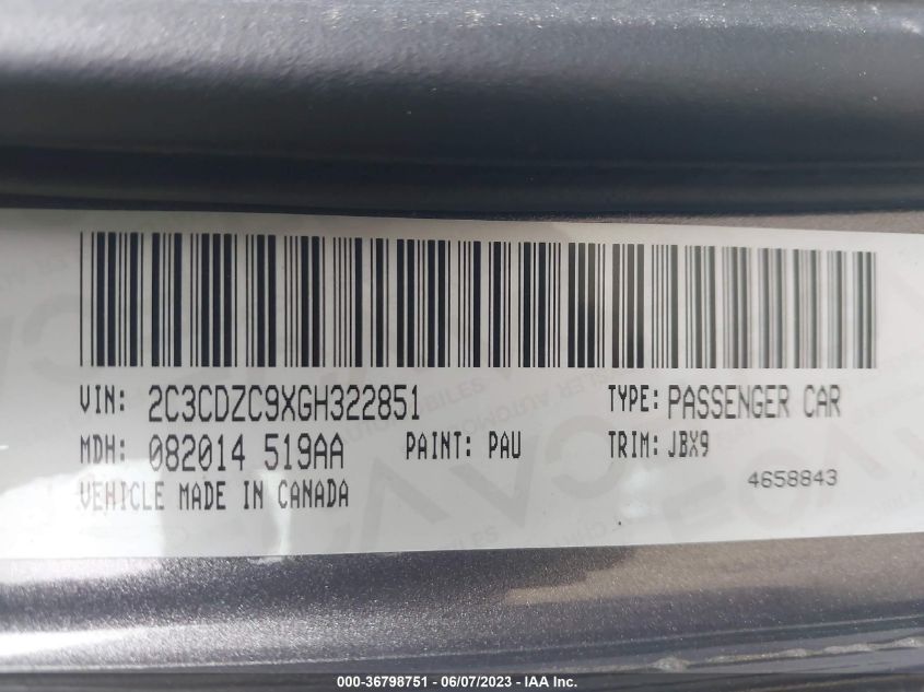 2016 DODGE CHALLENGER SRT HELLCAT - 2C3CDZC9XGH322851