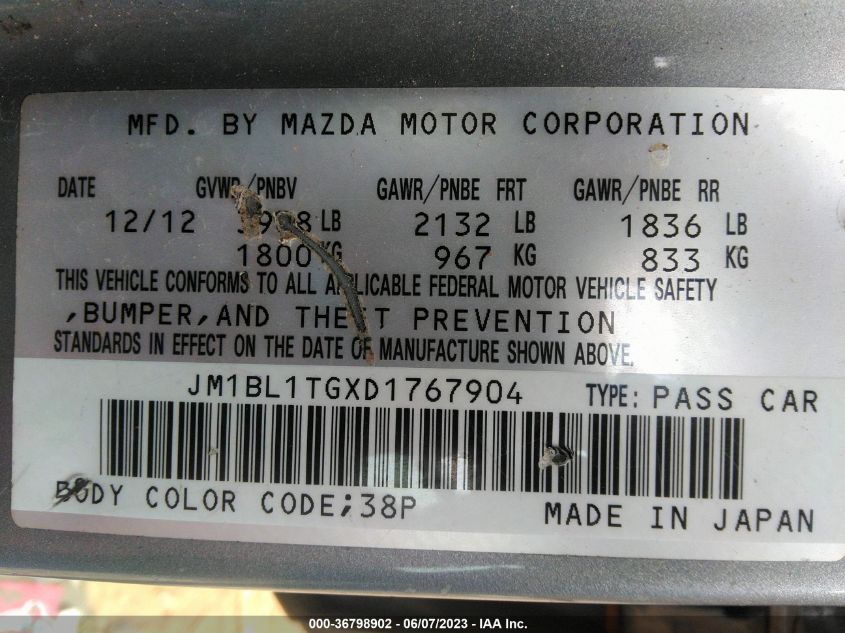 2013 MAZDA MAZDA3 I SV - JM1BL1TGXD1767904