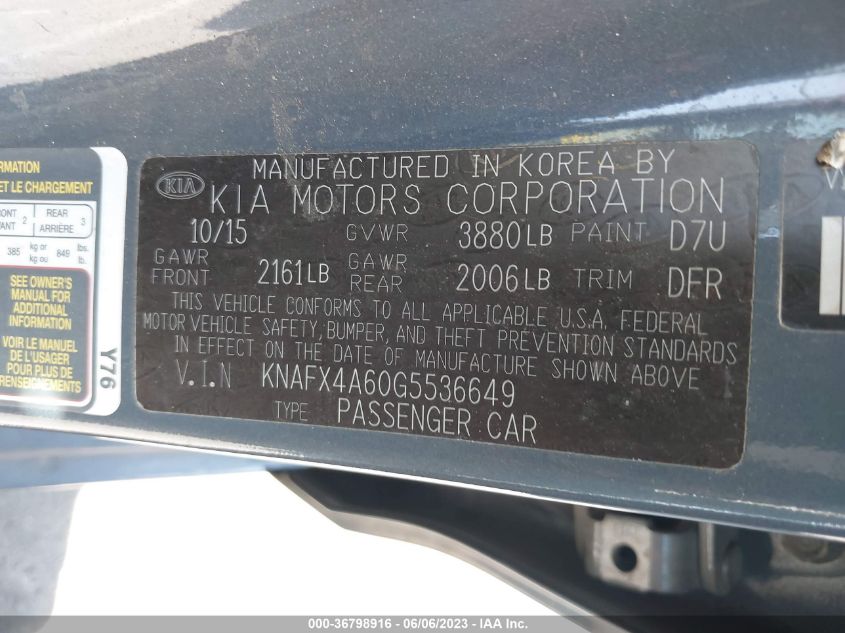 2016 KIA FORTE LX - KNAFX4A60G5536649