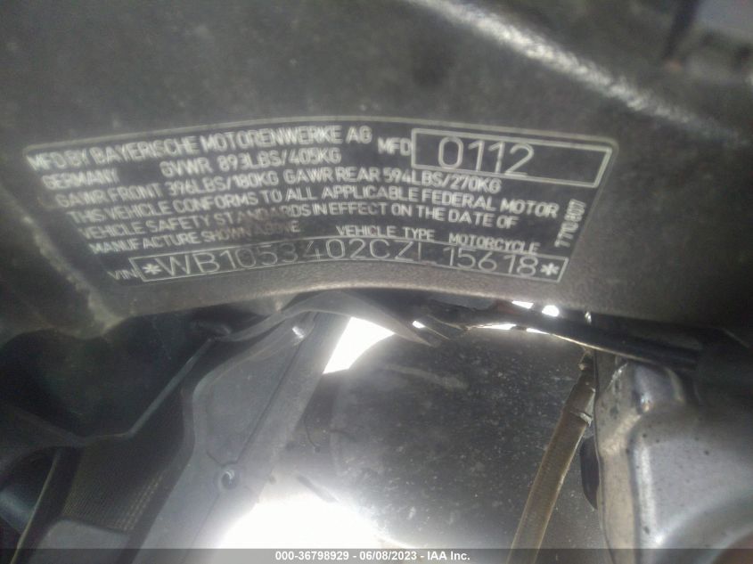 2012 BMW S 1000 RR - WB1053402CZL15618