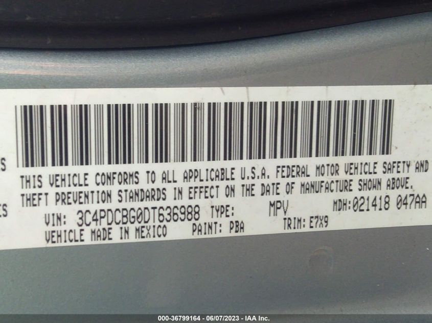2013 DODGE JOURNEY SXT - 3C4PDCBG0DT636988