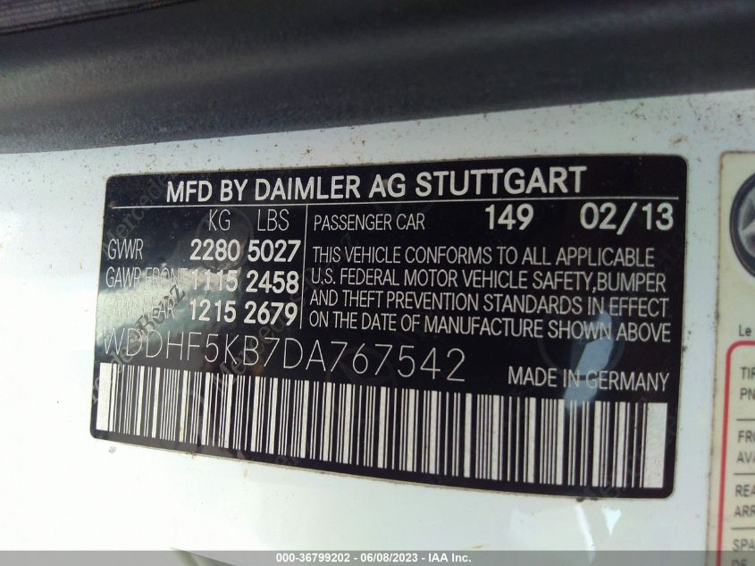2013 MERCEDES-BENZ E-CLASS E 350 - WDDHF5KB7DA767542