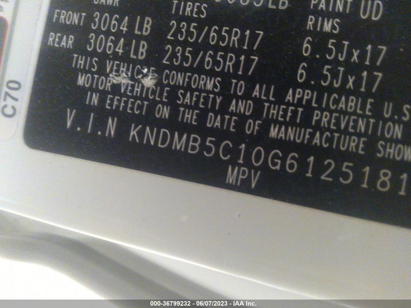 2016 KIA SEDONA LX - KNDMB5C10G6125181