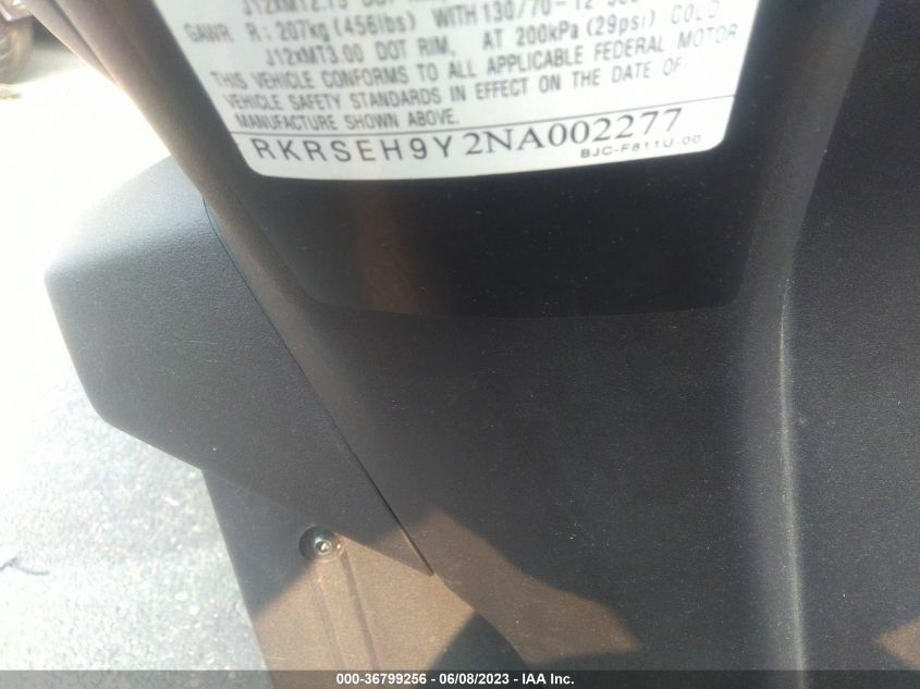 2022 YAMAHA YW125 RKRSEH9Y2NA002277