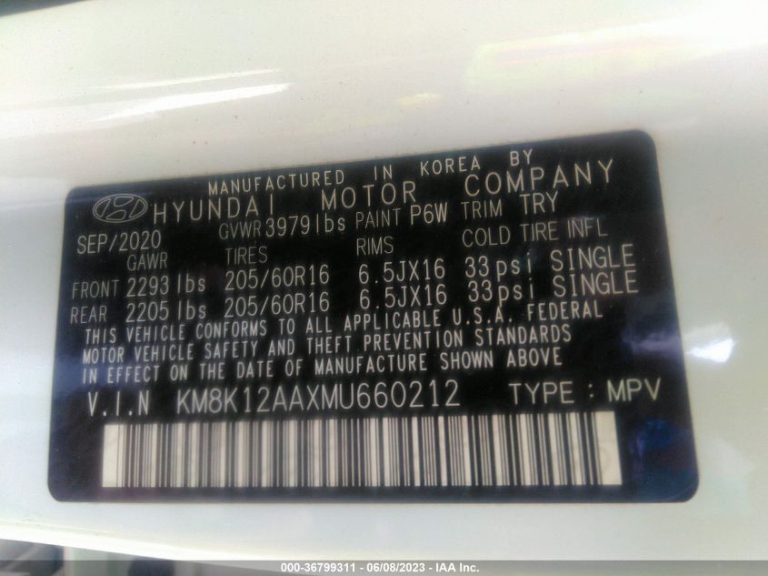 2021 HYUNDAI KONA SE - KM8K12AAXMU660212