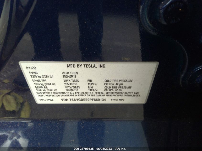 2023 TESLA MODEL Y LONG RANGE - 7SAYGDEE9PF669134