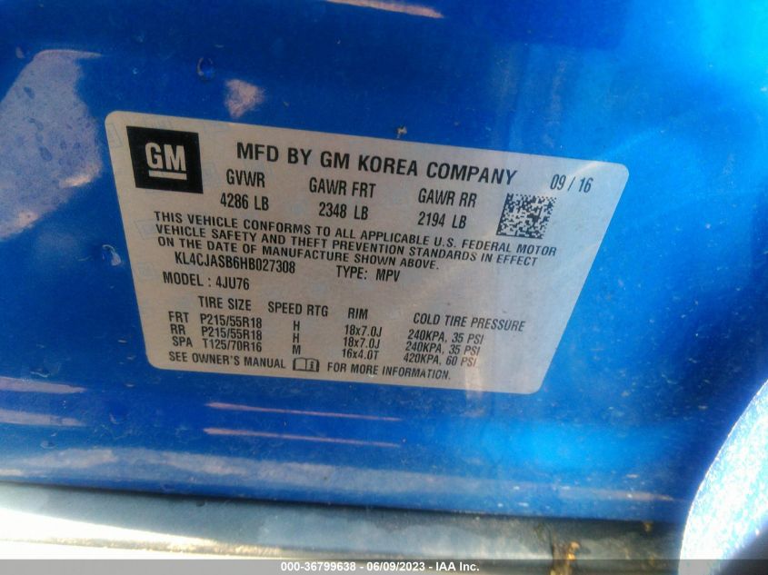 2017 BUICK ENCORE PREFERRED - KL4CJASB6HB027308