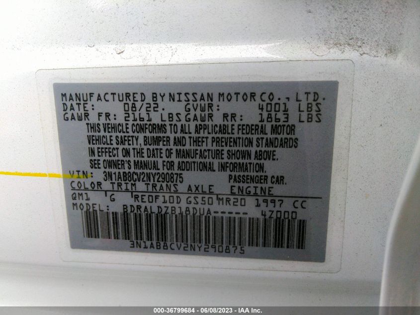 2022 NISSAN SENTRA SV - 3N1AB8CV2NY290875