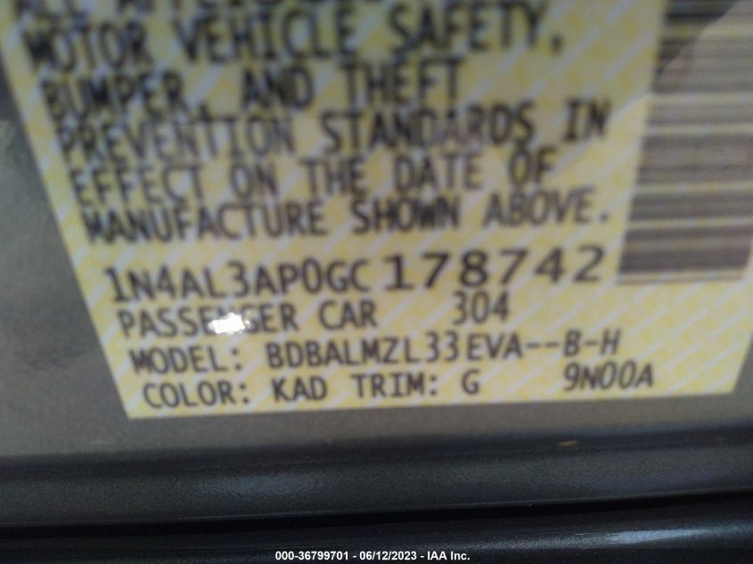 2016 NISSAN ALTIMA 2.5 SV - 1N4AL3AP0GC178742