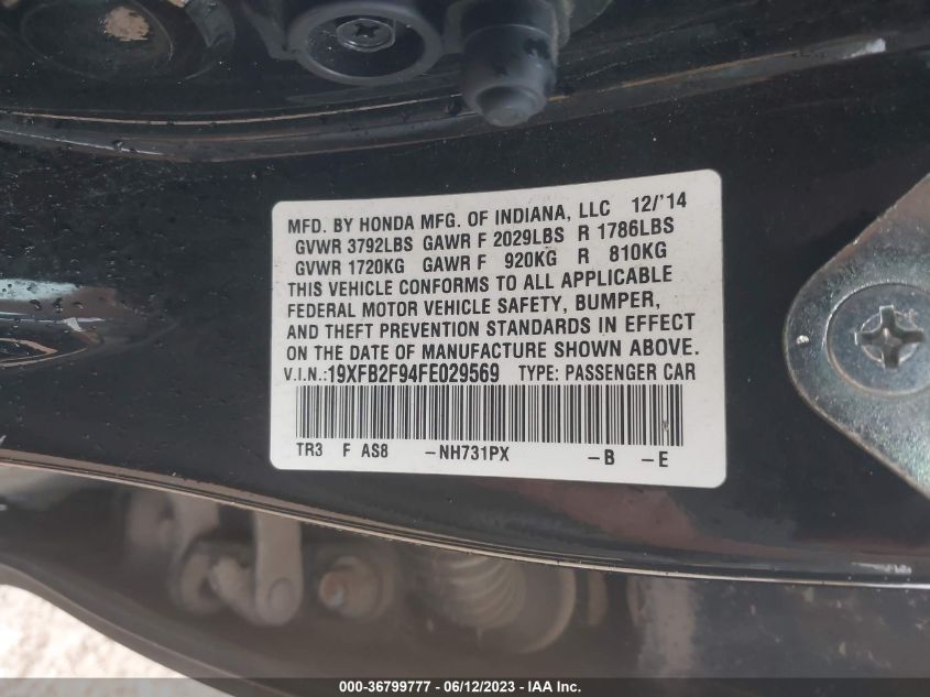 2015 HONDA CIVIC EX-L - 19XFB2F94FE029569