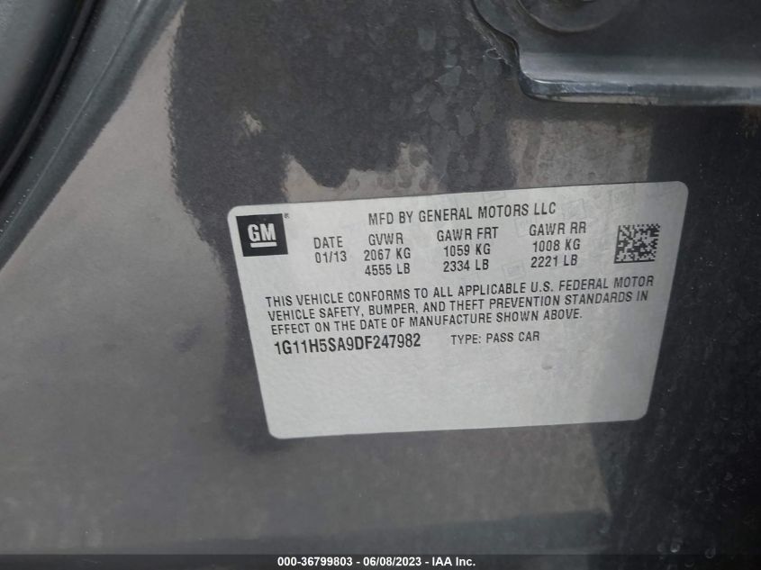 2013 CHEVROLET MALIBU LTZ - 1G11H5SA9DF247982