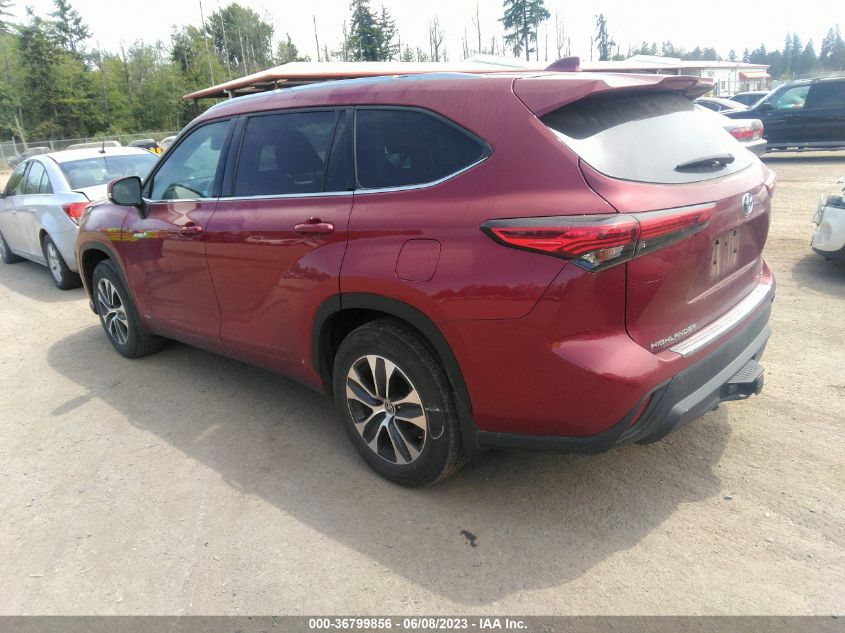 2021 TOYOTA HIGHLANDER HYBRID XLE - 5TDHBRCH5MS531023