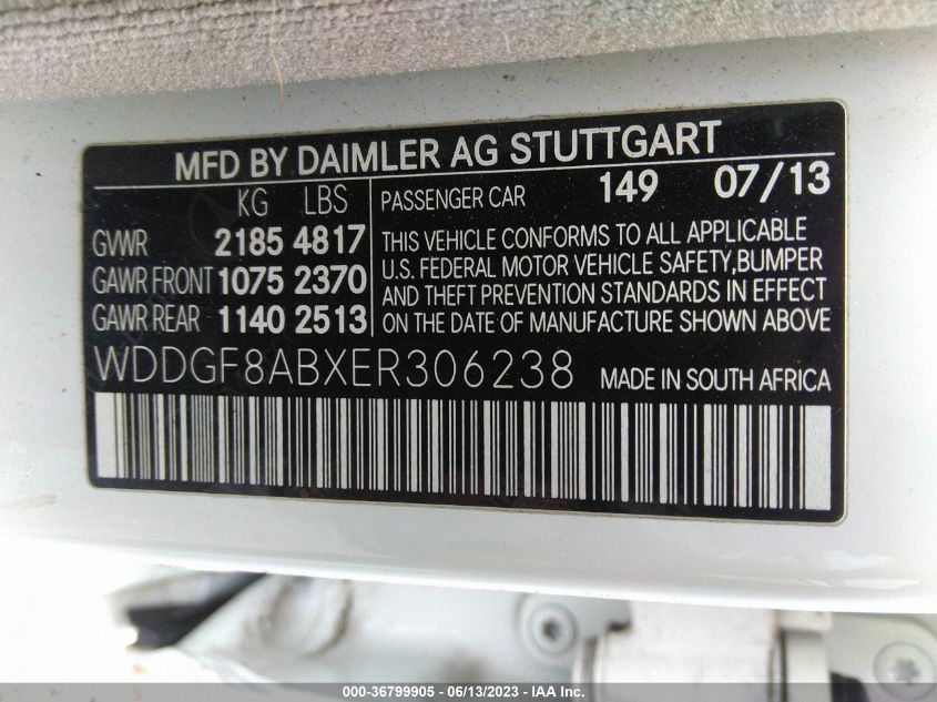 2014 MERCEDES-BENZ C-CLASS C 300 - WDDGF8ABXER306238