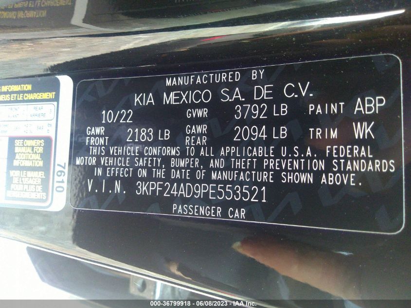 2023 KIA FORTE LXS - 3KPF24AD9PE553521