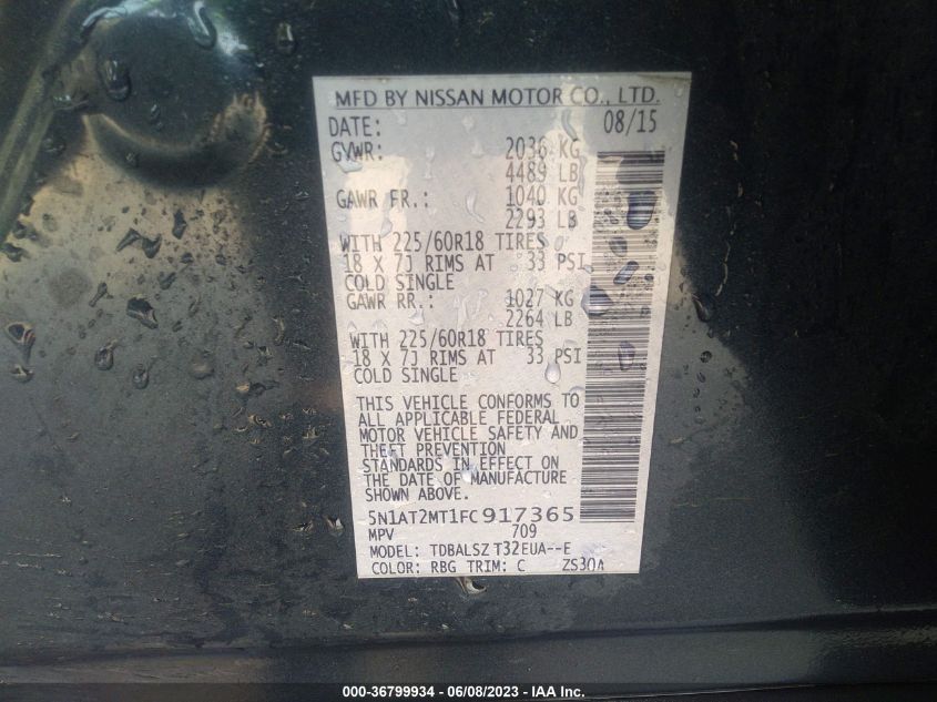 2015 NISSAN ROGUE SL - 5N1AT2MT1FC917365