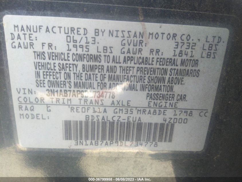 2013 NISSAN SENTRA FE+ S - 3N1AB7AP9DL734778
