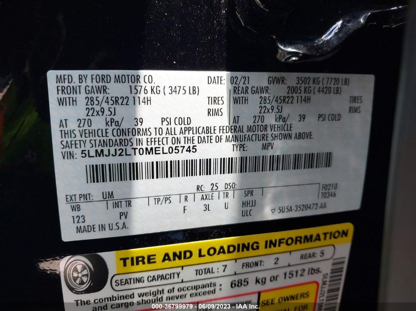 2021 LINCOLN NAVIGATOR RESERVE - 5LMJJ2LT0MEL05745