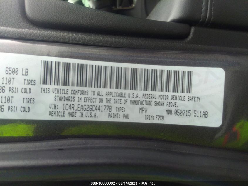 2016 JEEP GRAND CHEROKEE LAREDO - 1C4RJEAG2GC441778