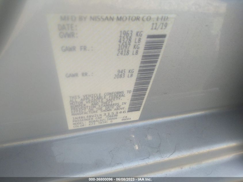 2020 NISSAN ALTIMA 2.5 S - 1N4BL4BV2LN315346
