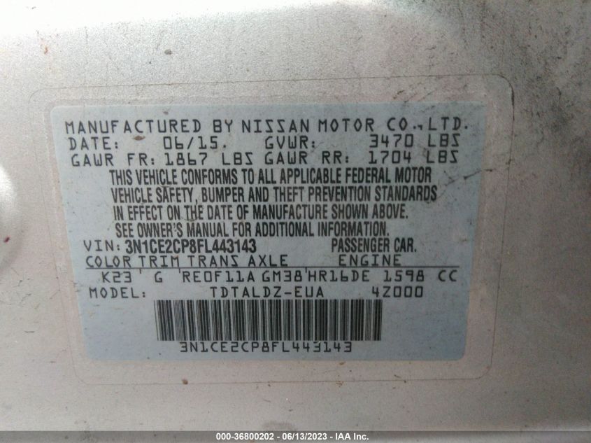 2015 NISSAN VERSA NOTE SV - 3N1CE2CP8FL443143