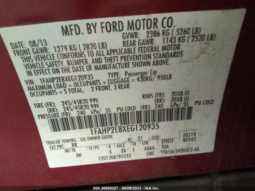 2014 FORD TAURUS SEL - 1FAHP2E8XEG120935