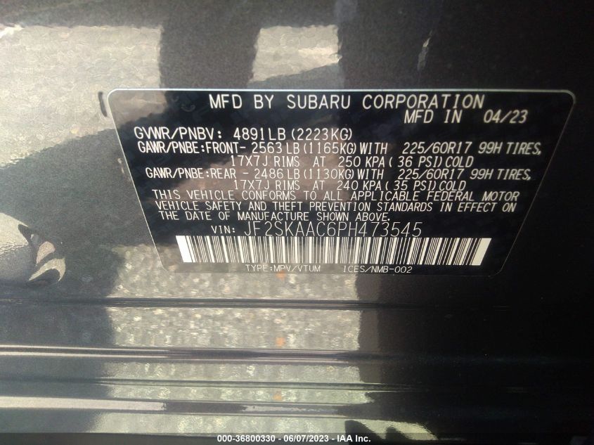 2023 SUBARU FORESTER - JF2SKAAC6PH473545