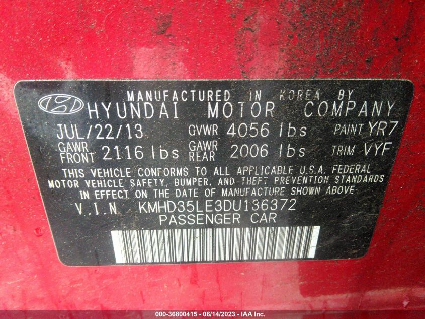 2013 HYUNDAI ELANTRA GT - KMHD35LE3DU136372