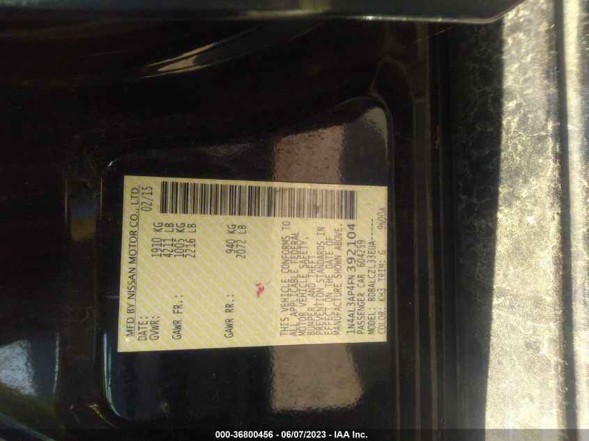 2015 NISSAN ALTIMA 2.5 - 1N4AL3AP4FN392104