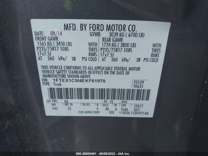 2014 FORD F-150 XL/STX/XLT - 1FTEX1CM4EKF61979