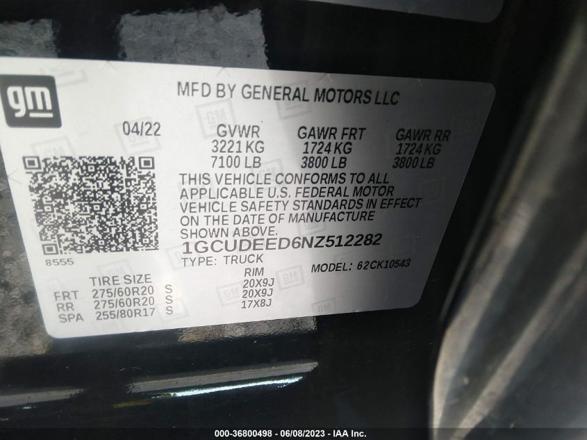 2022 CHEVROLET SILVERADO 1500 RST - 1GCUDEED6NZ512282
