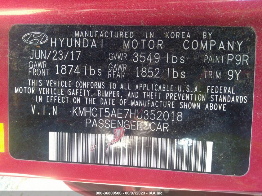 2017 HYUNDAI ACCENT SE - KMHCT5AE7HU352018