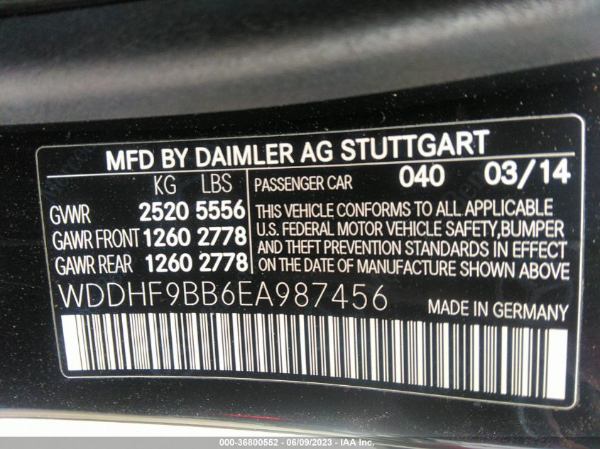 2014 MERCEDES-BENZ E-CLASS E 550 SPORT - WDDHF9BB6EA987456