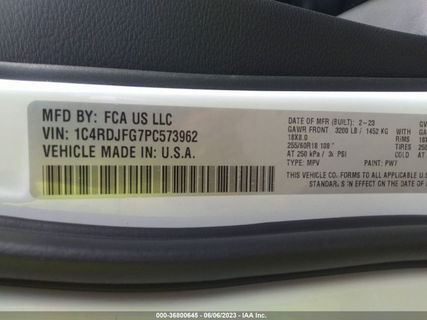 2023 DODGE DURANGO PURSUIT - 1C4RDJFG7PC573962