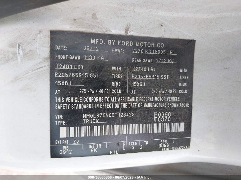 2013 FORD TRANSIT CONNECT XL - NM0LS7CN0DT128425