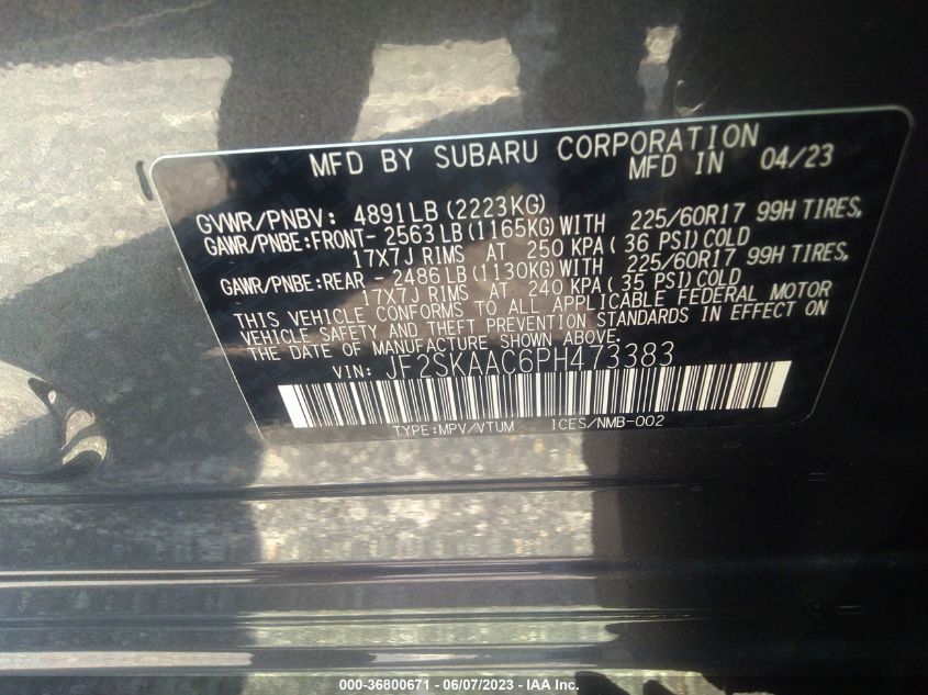 2023 SUBARU FORESTER - JF2SKAAC6PH473383