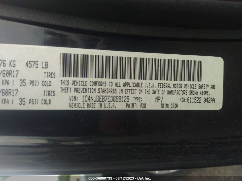 2014 JEEP COMPASS LATITUDE - 1C4NJDEB7ED699129