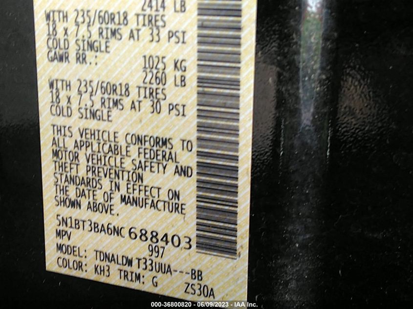 2022 NISSAN ROGUE SV - 5N1BT3BA6NC688403