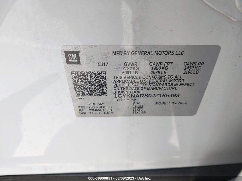 2018 CADILLAC XT5 FWD - 1GYKNARS0JZ165493