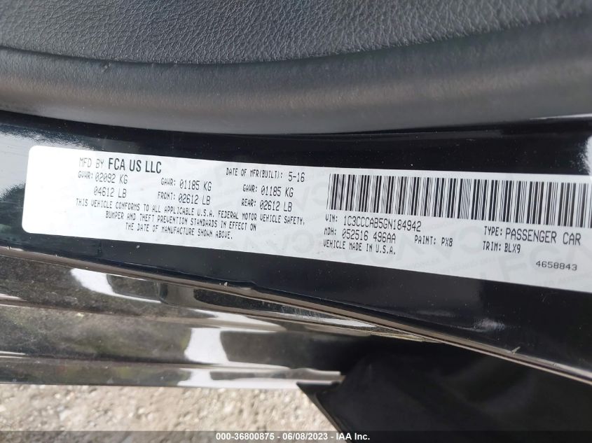 2016 CHRYSLER 200 LIMITED PLATINUM - 1C3CCCAB5GN184942