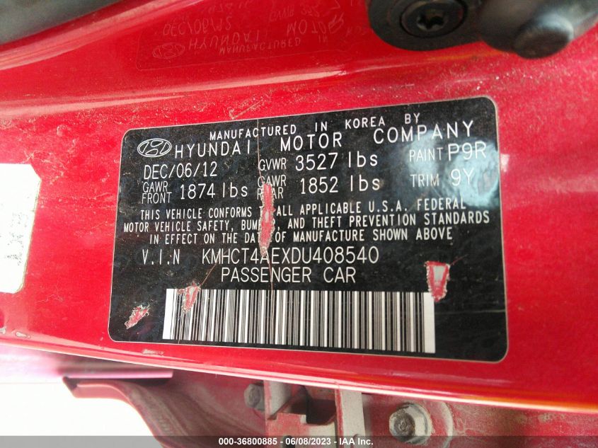 2013 HYUNDAI ACCENT GLS - KMHCT4AEXDU408540