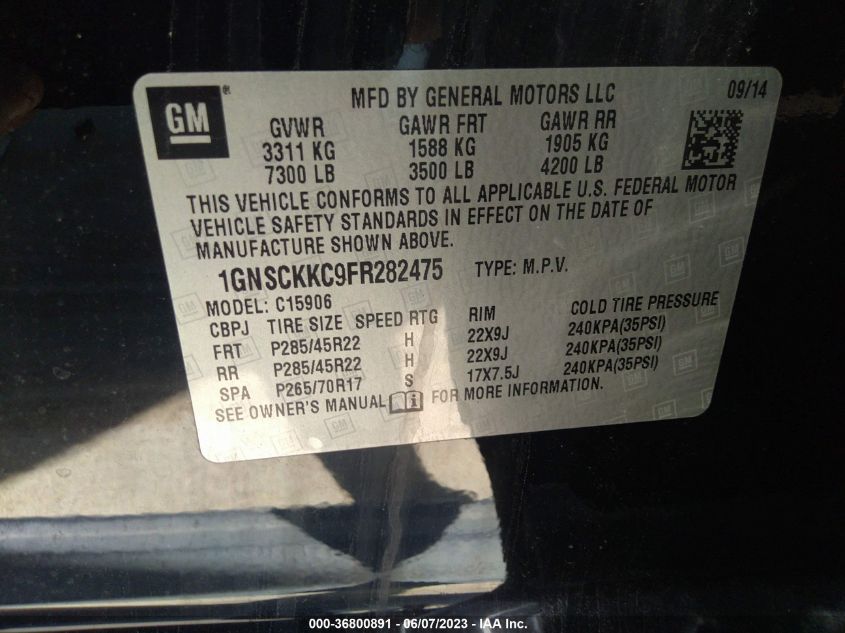 2015 CHEVROLET SUBURBAN LTZ - 1GNSCKKC9FR282475