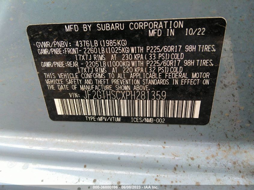 2023 SUBARU CROSSTREK SPORT - JF2GTHSCXPH281359