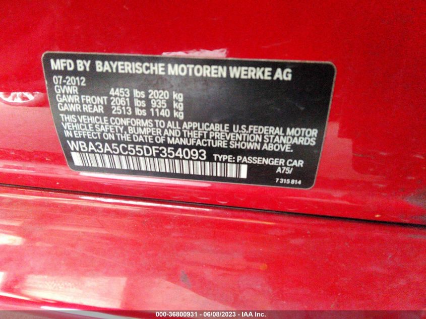 2013 BMW 3 SERIES 328I - WBA3A5C55DF354093