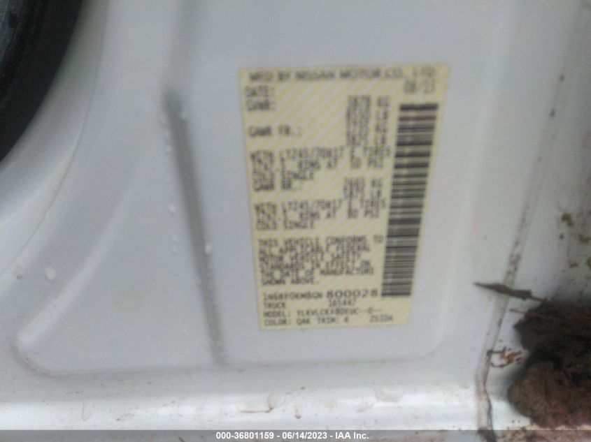 2016 NISSAN NV S - 1N6BF0KM8GN800028