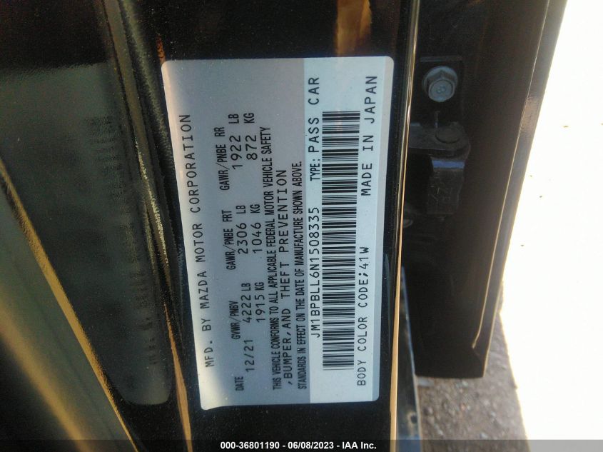 2022 MAZDA MAZDA3 HATCHBACK PREFERRED JM1BPBLL6N1508335