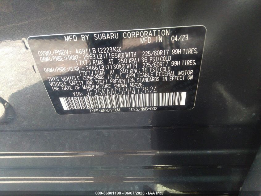2023 SUBARU FORESTER - JF2SKAAC5PH472824