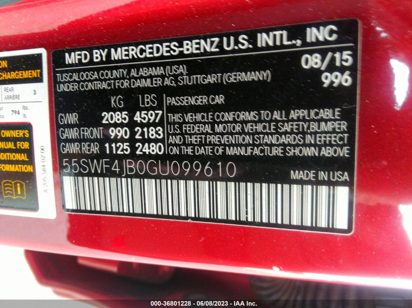 2016 MERCEDES-BENZ C-CLASS C 300 - 55SWF4JB0GU099610