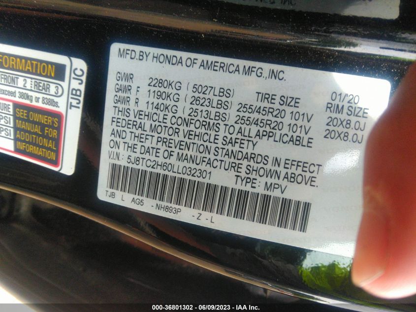 2020 ACURA RDX W/A-SPEC PKG - 5J8TC2H60LL032301