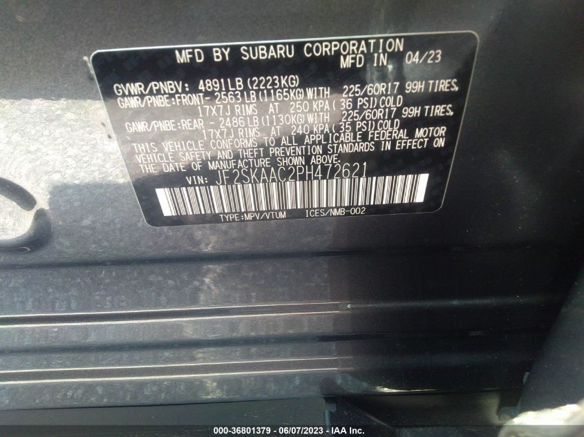 2023 SUBARU FORESTER - JF2SKAAC2PH472621