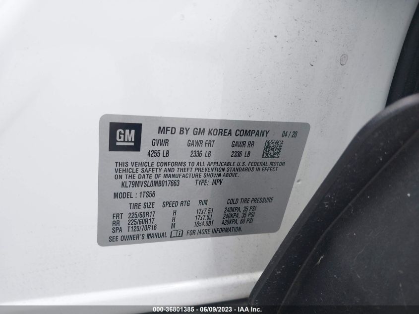 2021 CHEVROLET TRAILBLAZER ACTIV - KL79MVSL0MB017663